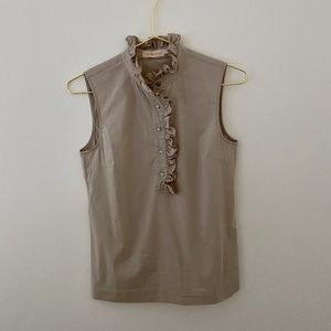 TORY BURCH Ruffled Cotton Sleeveless Blouse